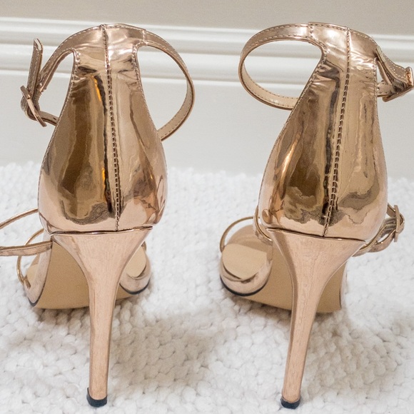 Gold Metallic Stiletto High Heel Size 6 - Picture 4 of 6